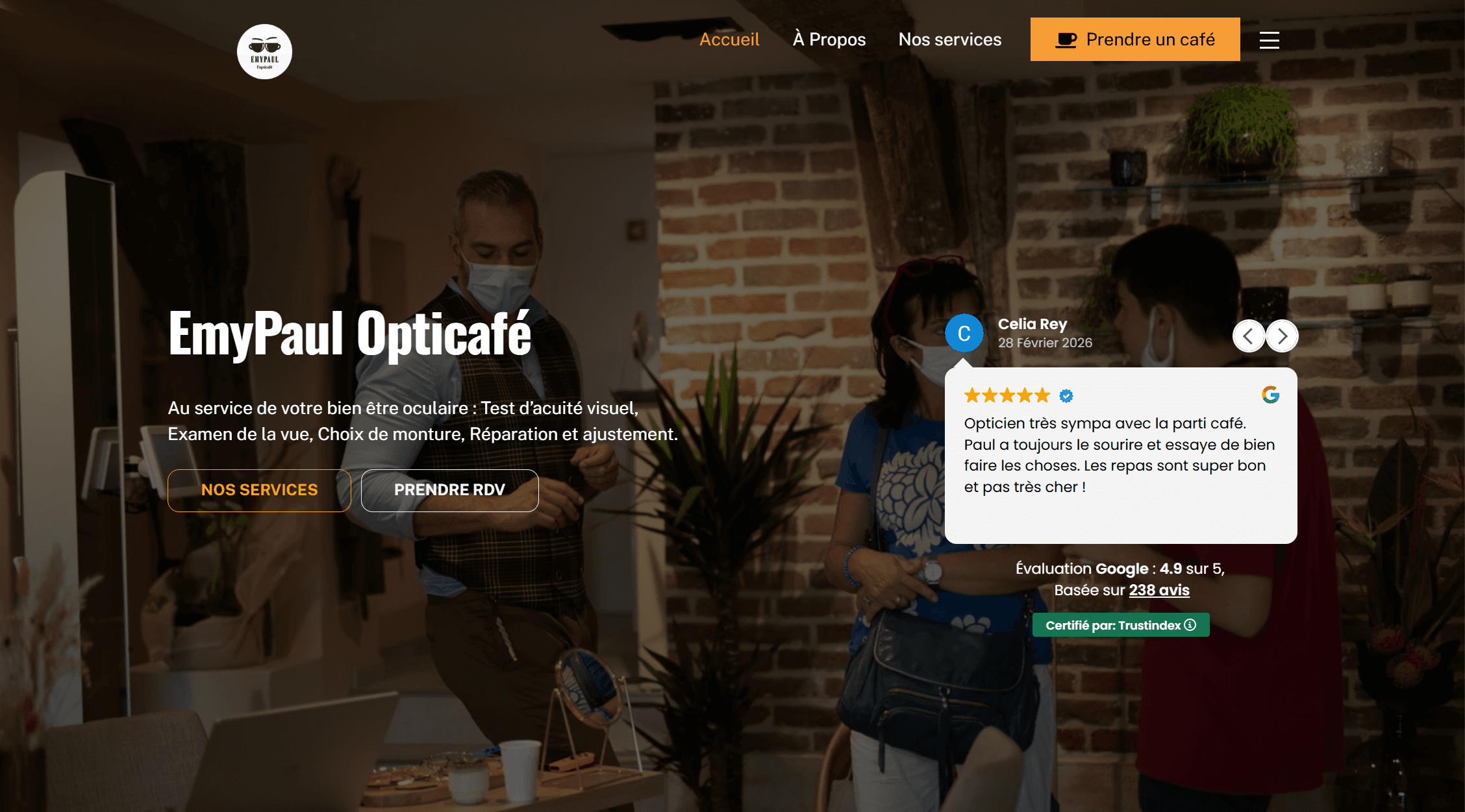 Aperçu du site du centre optique Emy Paul
