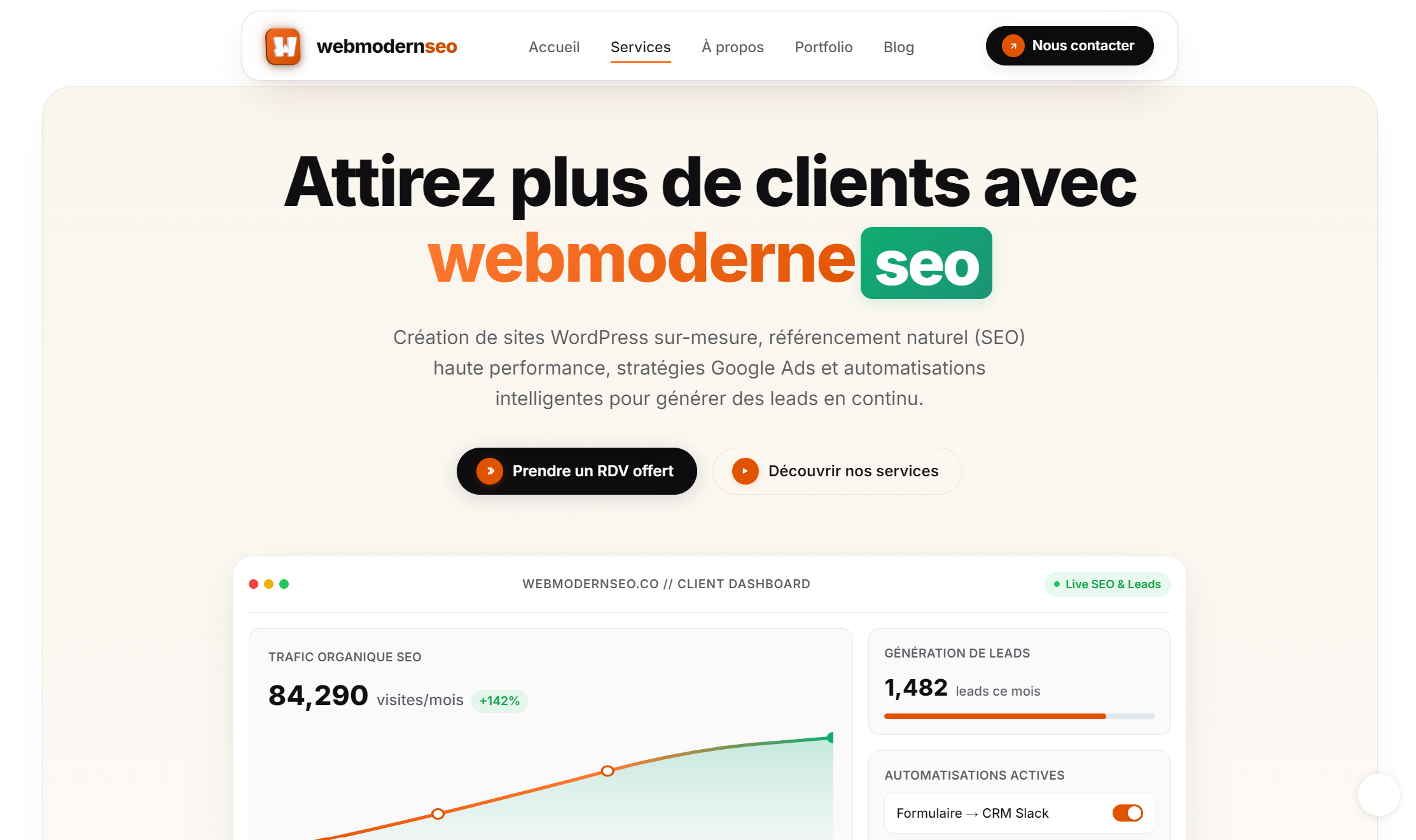 Création de site vitrine et référencement naturel d'élite - webmodernseo.co