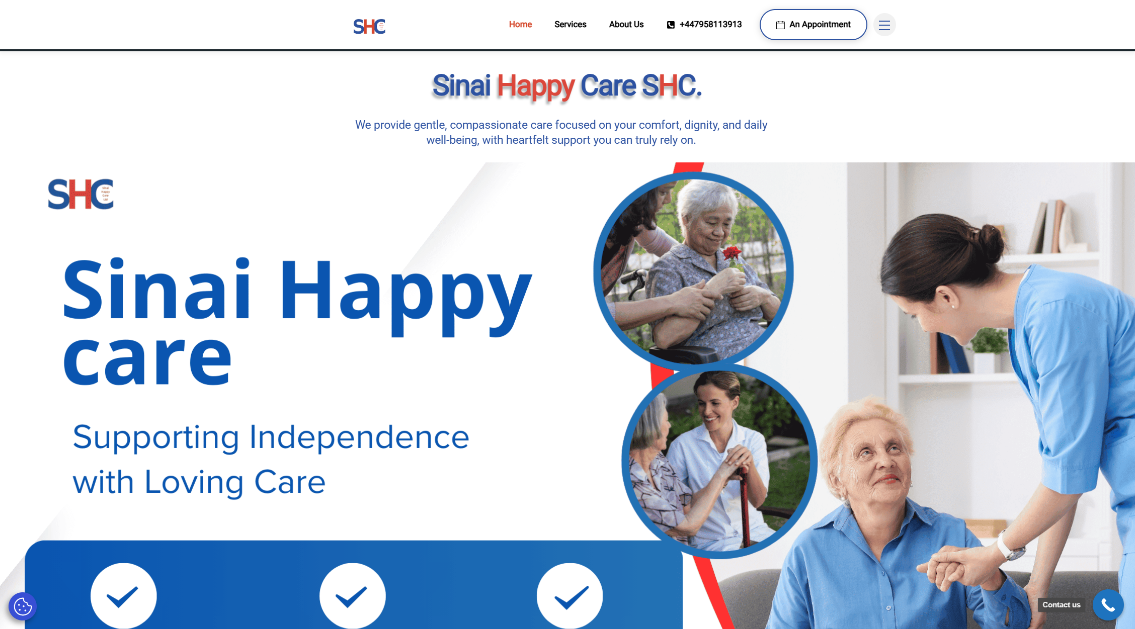 Site vitrine professionnel de soins et santé à domicile - sinaihappycare.com